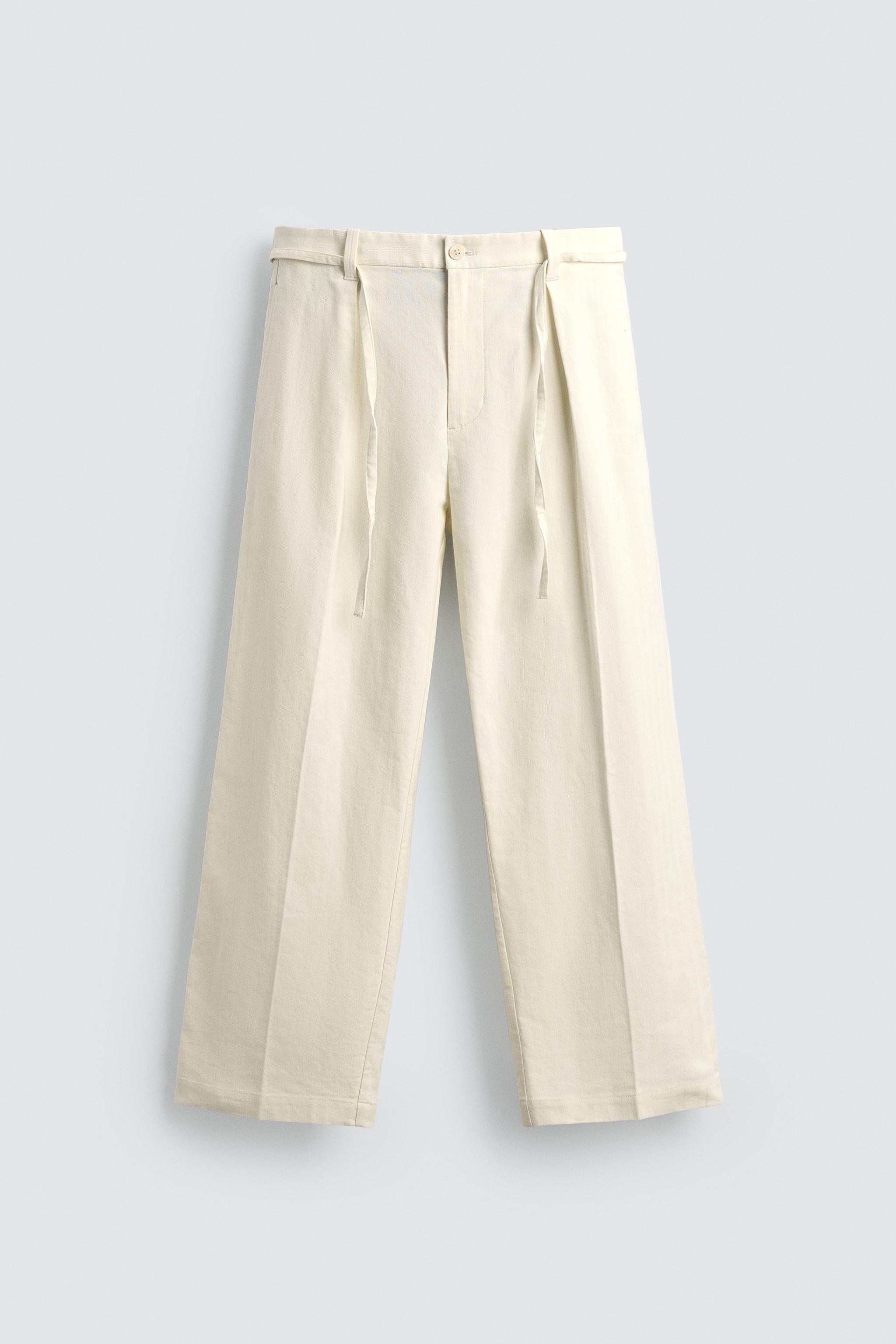 COTTON - LINEN PLEATED PANTS